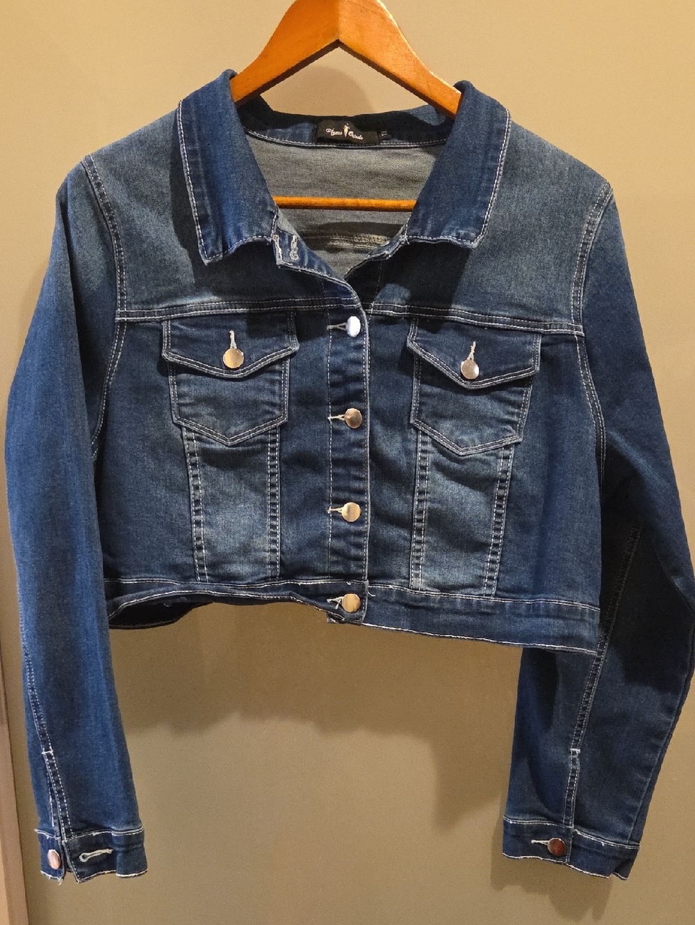Agnes Orinda Cropped Blue Denim Jacket